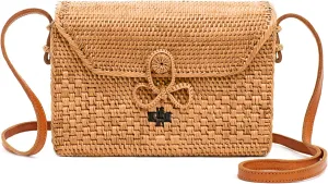 Novum Crafts Round Rattan Bag for Women - Handmade Ata Wicker Woven Purse - Circle, Square, Oval Brown Straw Boho Bags