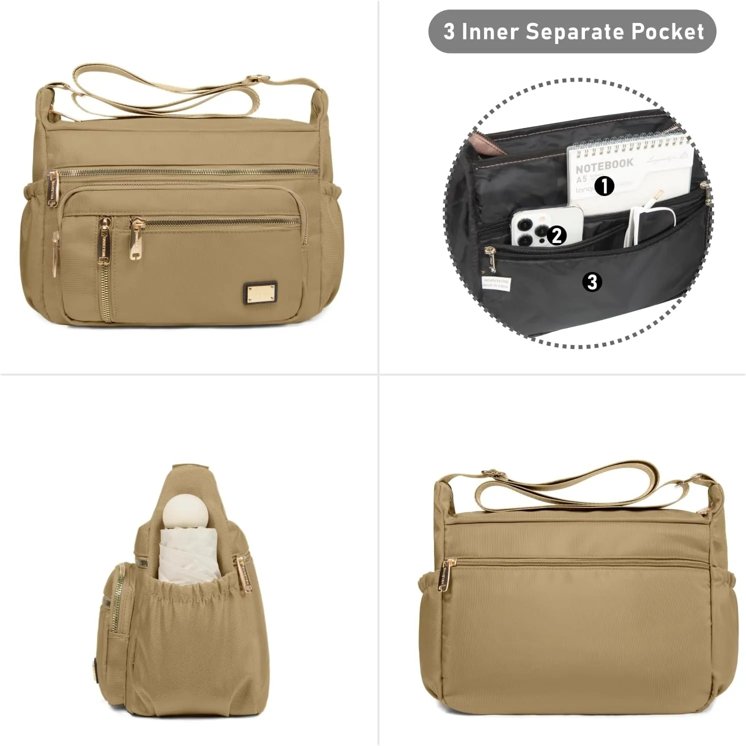 NPBAG Crossbody Bag for Women, Shoulder Purse Handbag Messenger Bag, Trendy Pocketbooks, Waterproof and Multi-Pockets
