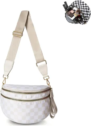 Nuvore Crossbody Bag, Checkered Crossbody Bags for Women, Westlyn Woven Bum Bag Crossbody, Bum Bags Large Capacity