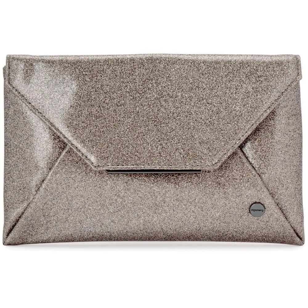 Olga Berg  Tash  Soft Glitter Clutch in Pewter