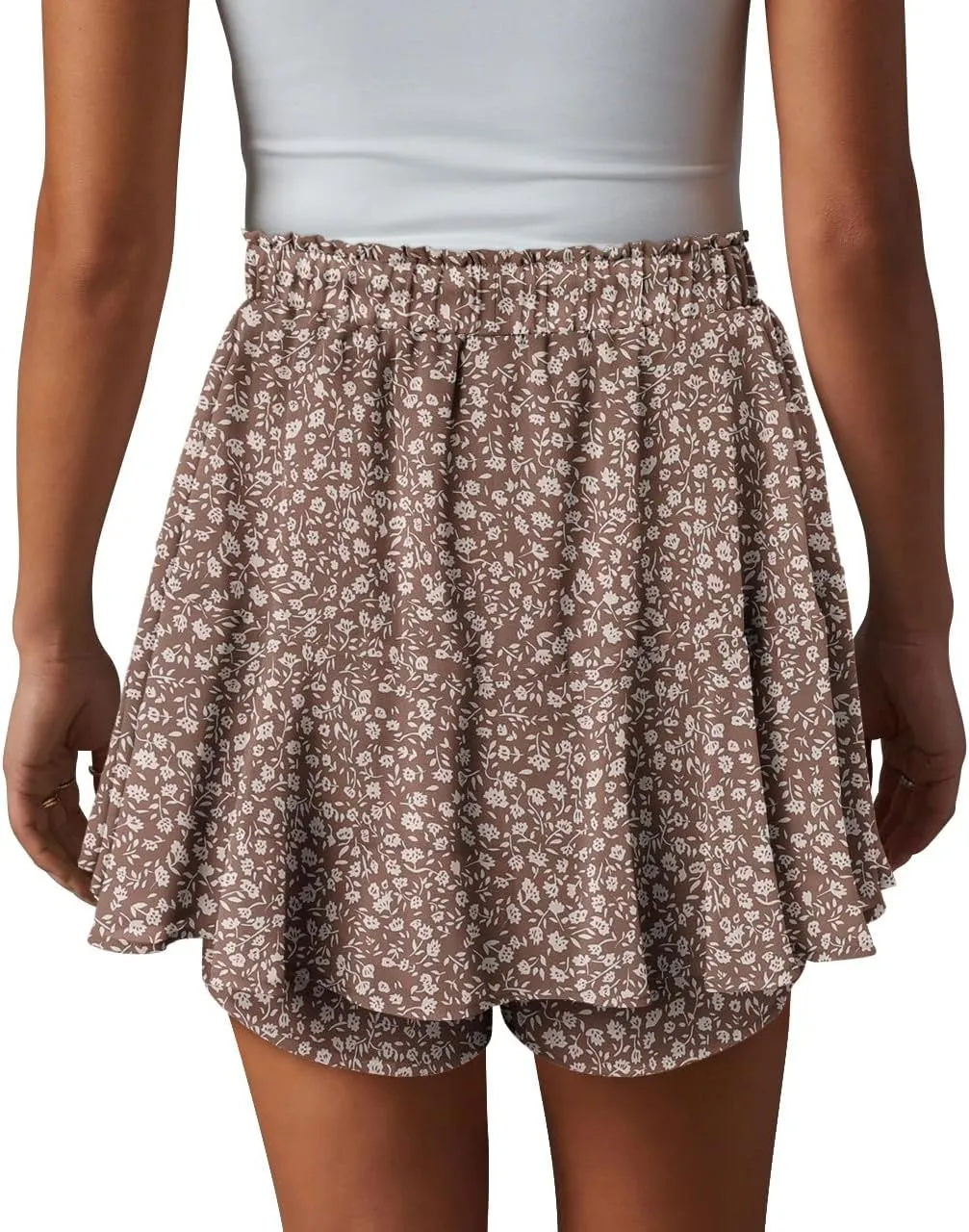 onlypuff Flowy Shorts for Women Chiffon Ruffle Skorts Mini Skirts for Teen Girls
