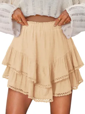 onlypuff Flowy Shorts for Women Ruffle Skorts Mini Skirts High Waisted Teen Gilrs Tennis Skort Summer Shorts