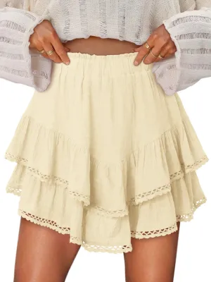 onlypuff Flowy Shorts for Women Ruffle Skorts Mini Skirts High Waisted Teen Gilrs Tennis Skort Summer Shorts