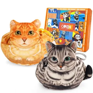 Openhaha Drawstring Travel Organizer, Cosmetic Pouch - Cat Gift for Women, Lay Flat Makeup Bag Gifts for Cat Lovers (2-Pack)