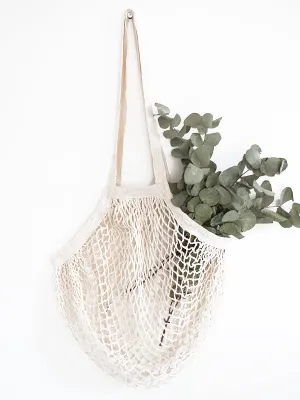 Organic Long Handled String Bag in Cream
