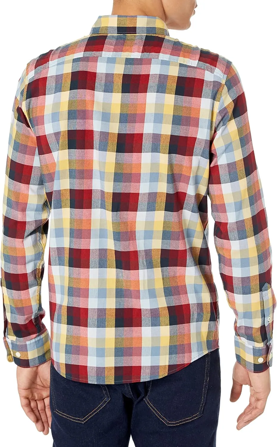 Original Penguin Men's Ecovero Blend Check Woven Stretch Long Sleeve Button-Down Shirt