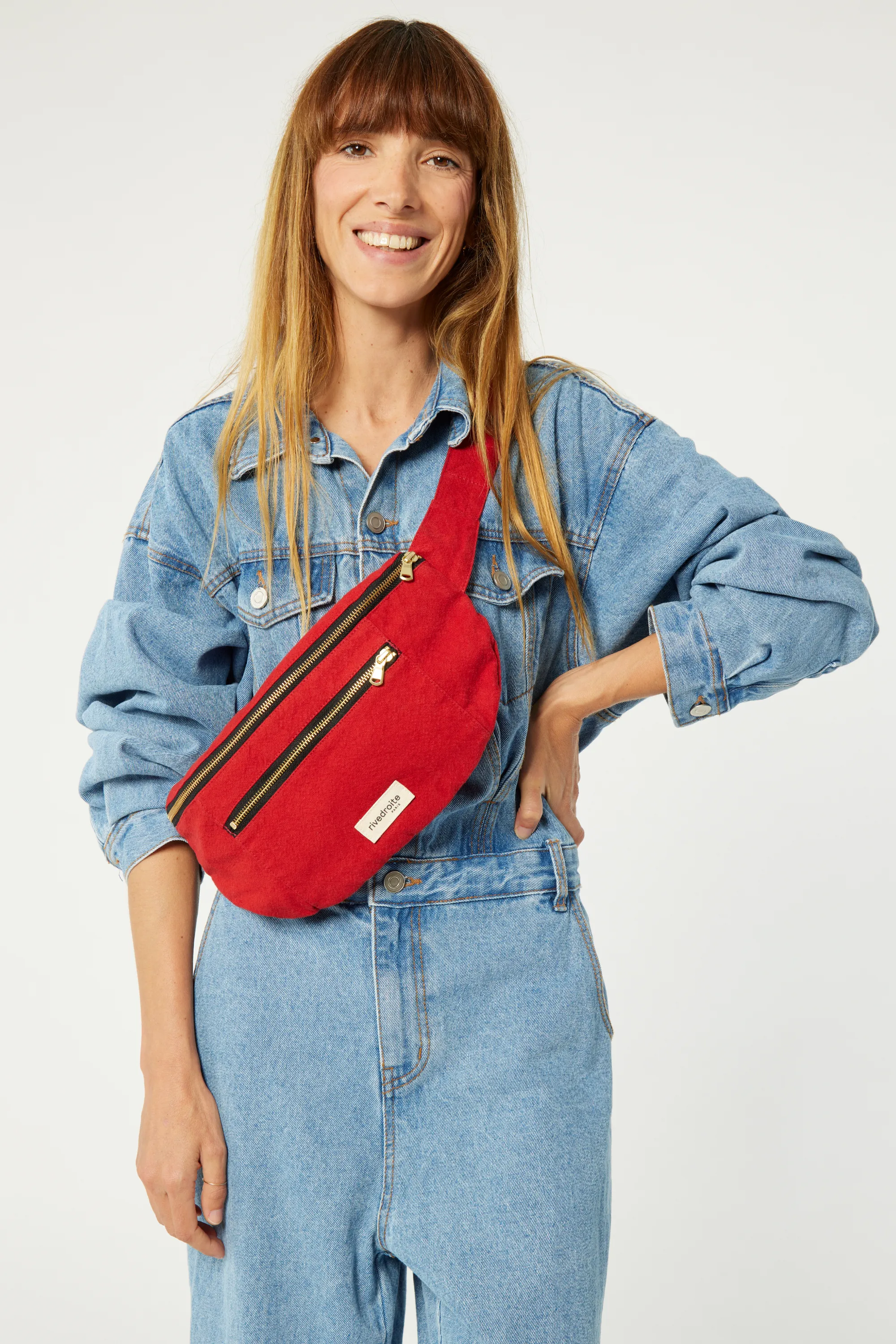 Orsel the new waist bag Large Size - Recycled cotton Vibrant Red