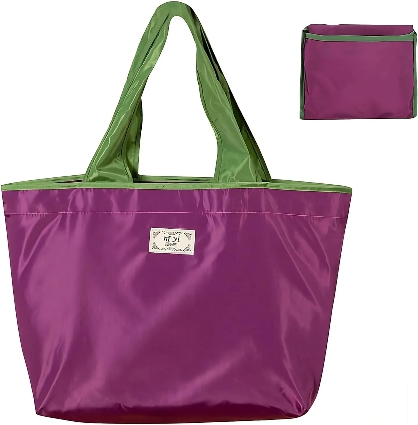 OSAGIE Reusable Grocery Bag Foldable Shopping Bag with Pocket Extra Wide Handle Portable Durable Washable Tote Bags for Women