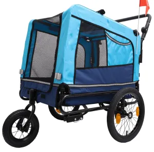 Outdoor Heavy-Duty Foldable Utility Pet Stroller & Bicycle Trailer – Convertible 2-in-1 Design for Medium to Large Dogs –Zippered Access for Elderly or Mobility-Challenged Pets