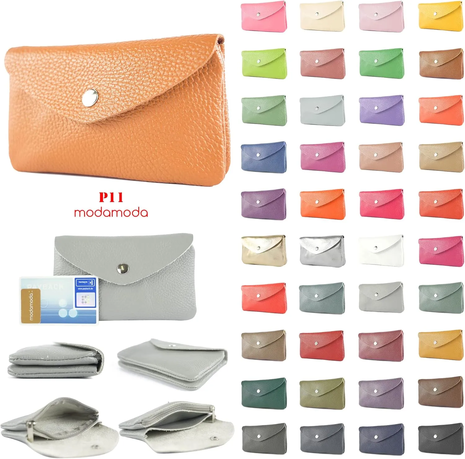 P11 - ital. leather ladies wallet purse medium (Turquoise green metallic)