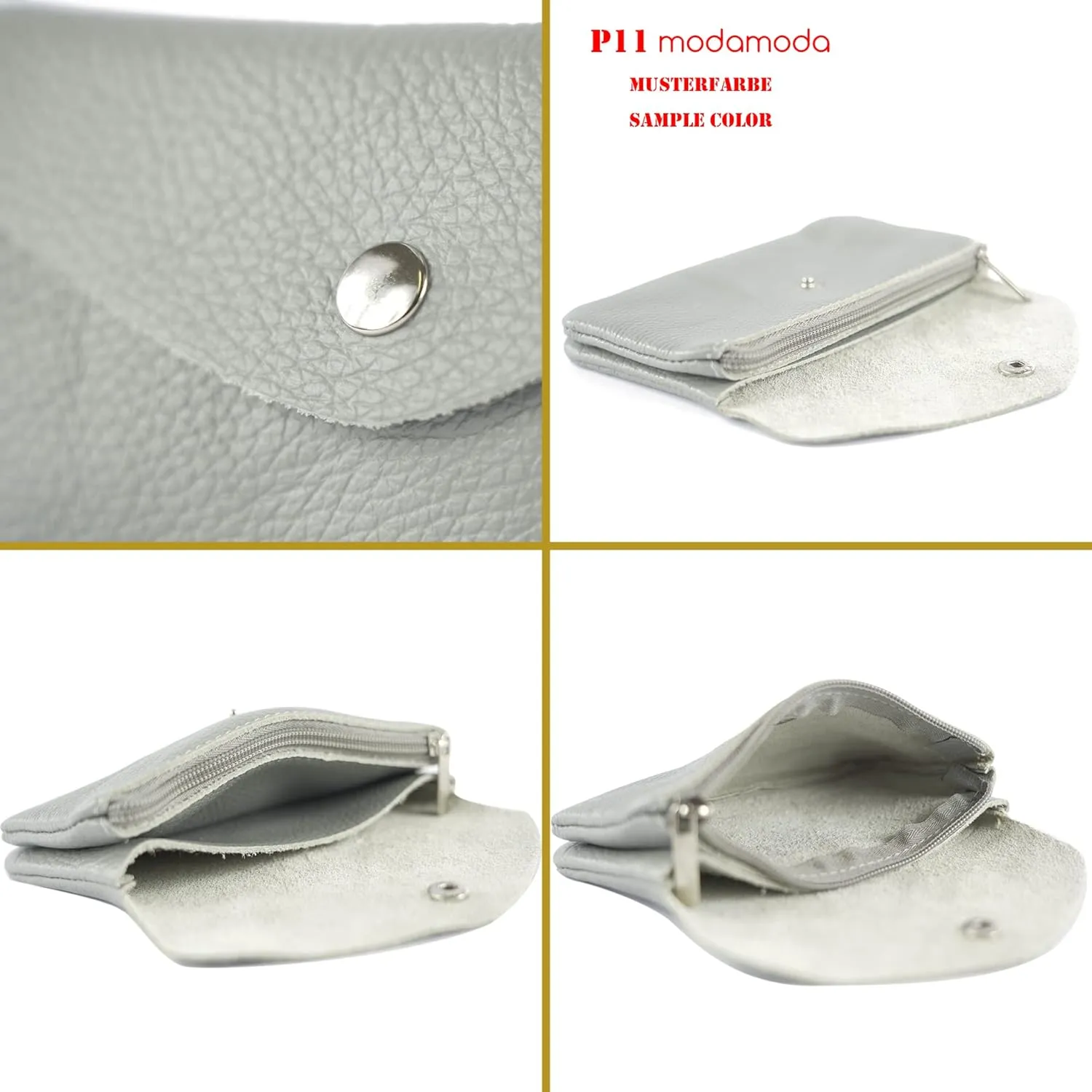 P11 - ital. leather ladies wallet purse medium (Turquoise green metallic)