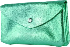 P11 - ital. leather ladies wallet purse medium (Turquoise green metallic)