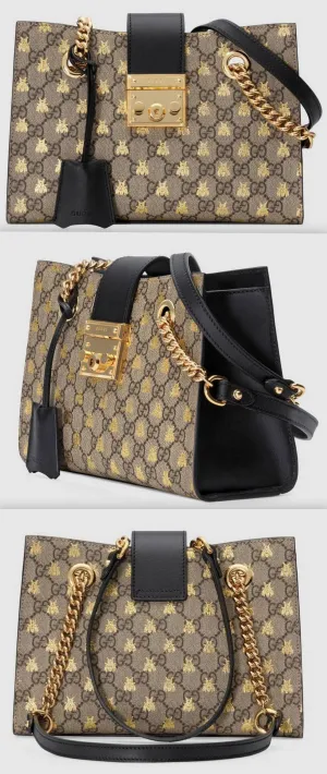 Padlock Small GG Bees Shoulder Bag