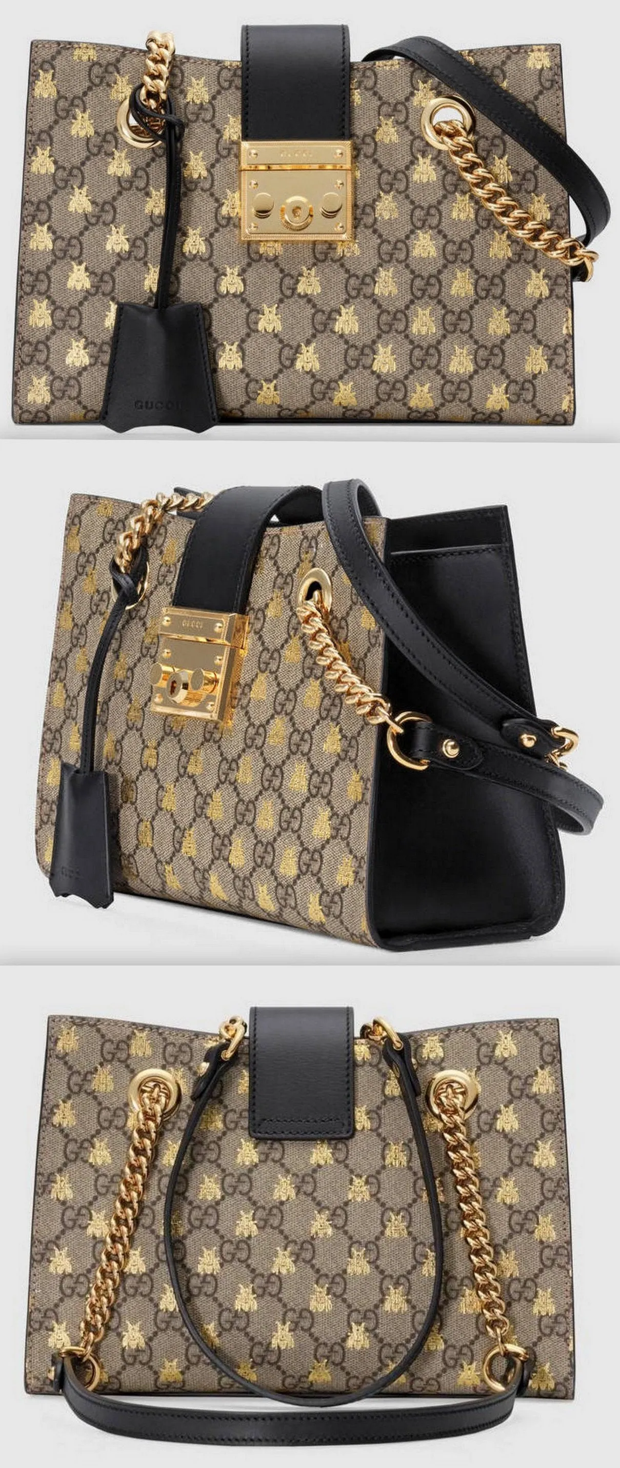 Padlock Small GG Bees Shoulder Bag