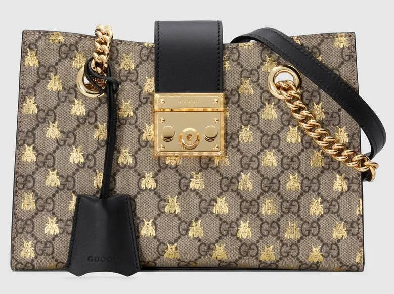 Padlock Small GG Bees Shoulder Bag