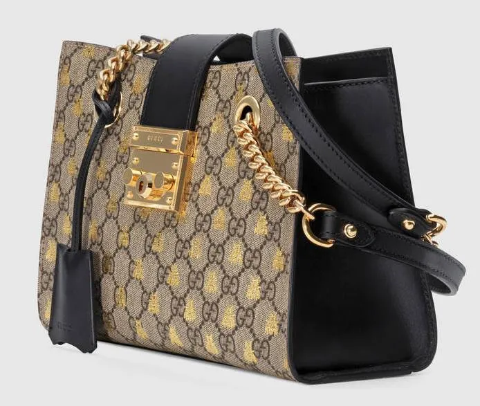 Padlock Small GG Bees Shoulder Bag
