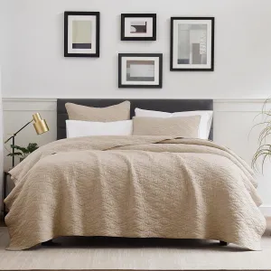 palassio Beige 100% Cotton Quilt Twin Size Bedding Sets with Pillow Sham, Tan Lightweight Soft Bedspread Coverlet, Quilted Comforter Bed Cover for All Season, 2 Pieces, 68x86 inches