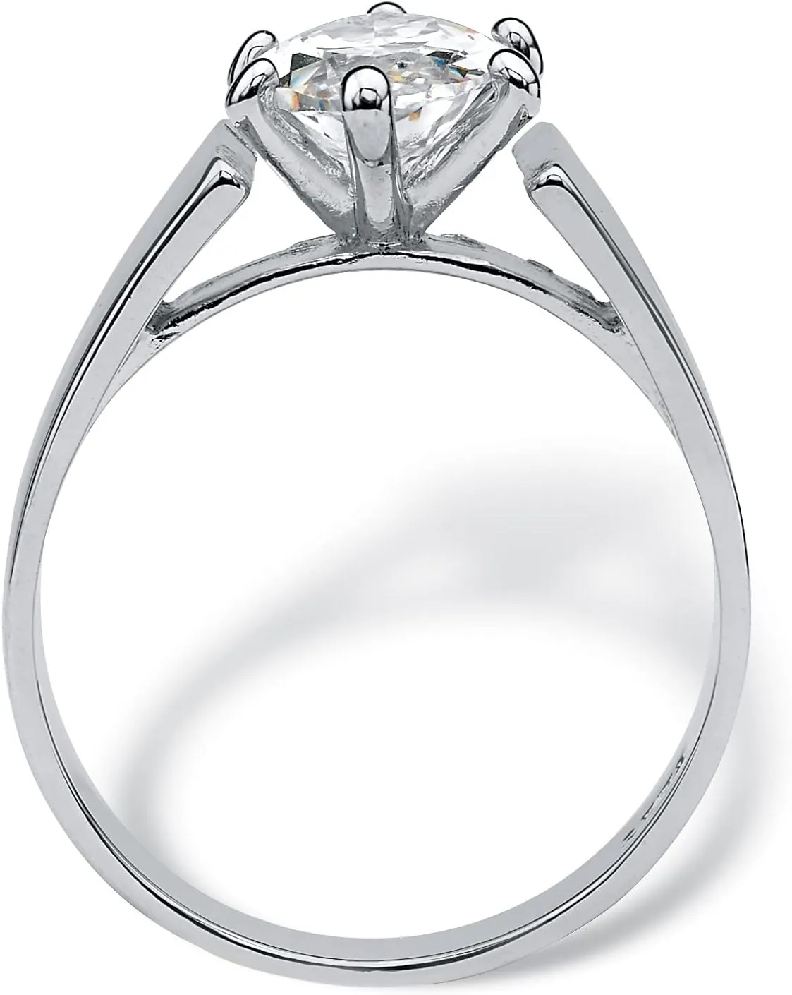 PalmBeach Sterling Silver Marquise Shaped Cubic Zirconia Wide Band Solitaire Engagement Ring Sizes 5-12