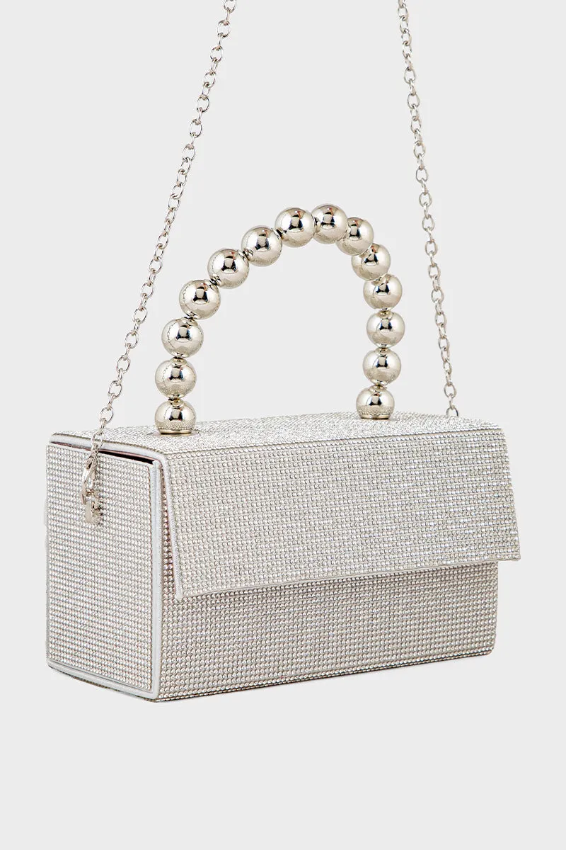 Party Wear Clutch BH0122-Silver