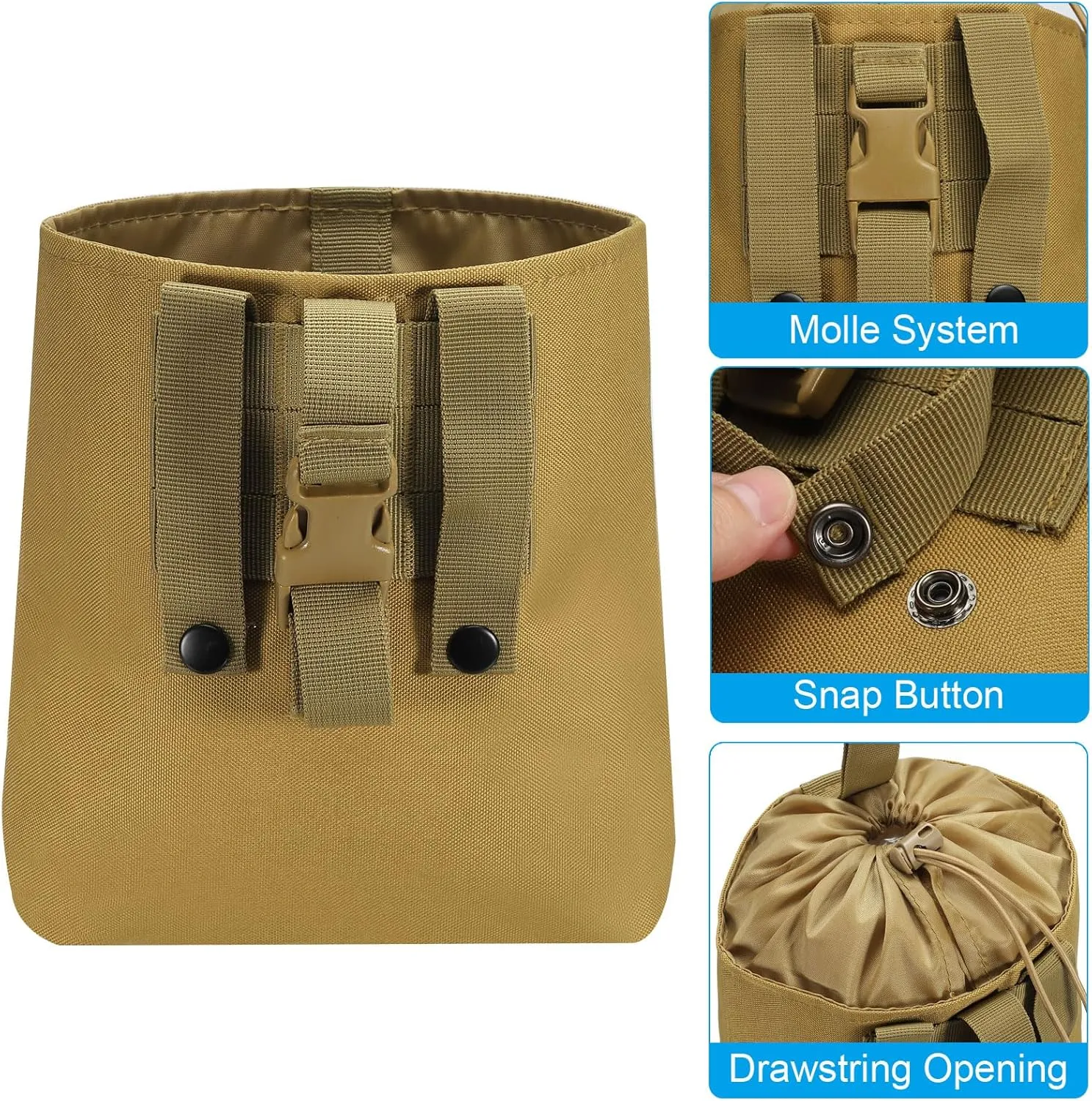 PATIKIL Dump Pouch, Folding Dump Waist Bag Roll-Up Drawstring Utility Tool Storage Pack Backpack Accessories Shooting Climbing Outdoor Sports Bag