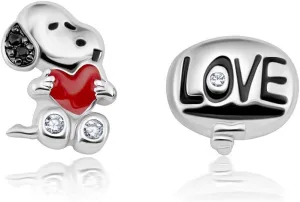 Peanuts By Crislu Snoopy's Love Earrings - Silver color