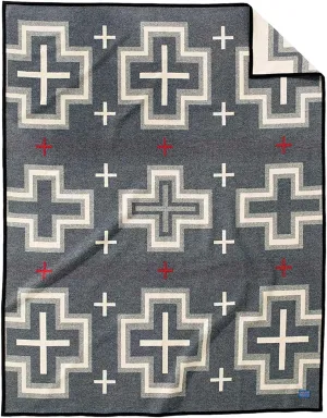 PENDLETON San Miguel Warm Wool Patterned Throw Blanket, Grey, King Size