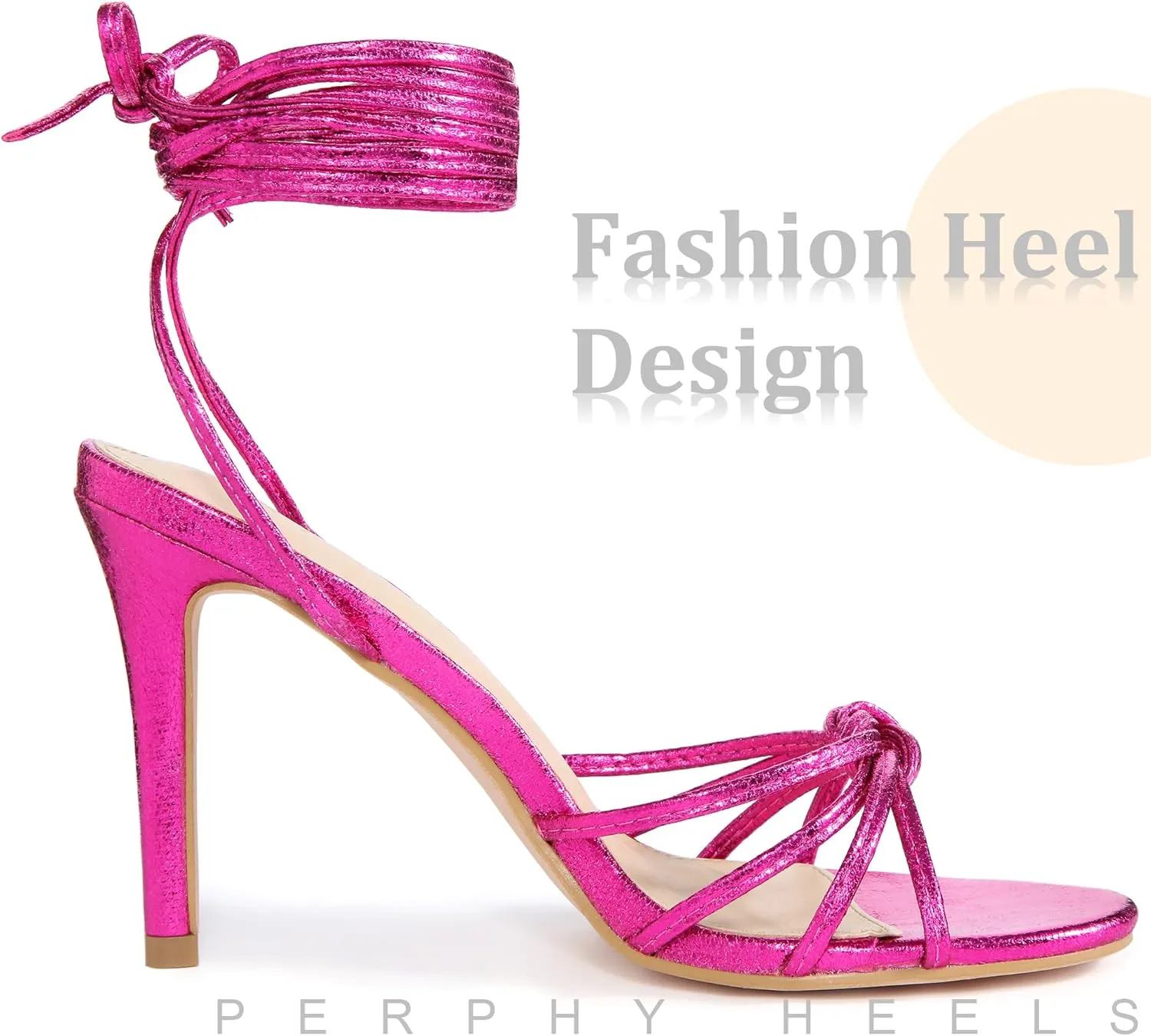 Perphy Knot Strappy Lace Up Metallic Stiletto Heel Sandals for Women