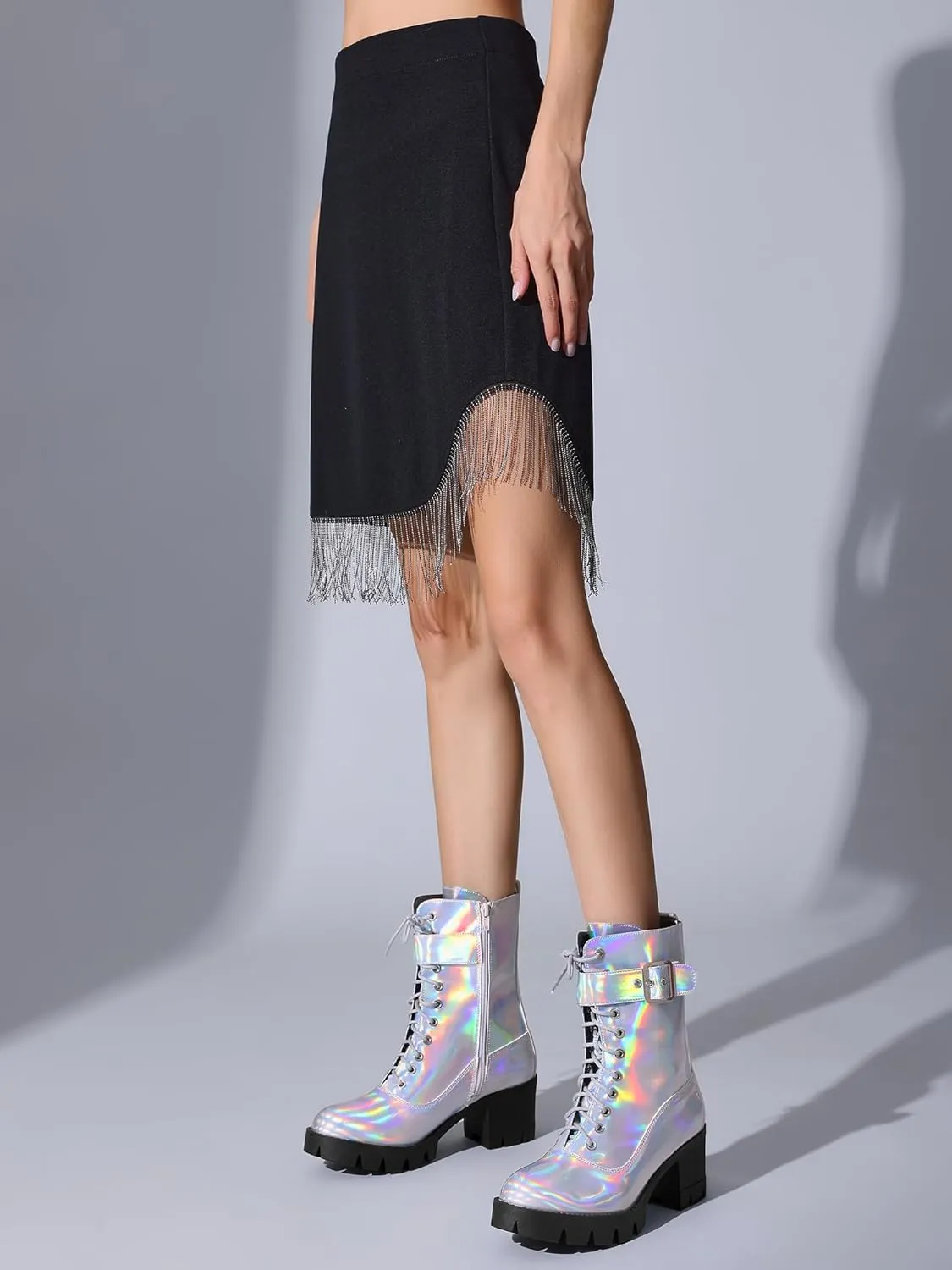 Perphy Platform Lace Up Round Toe Chunky Heel Combat Boots for Women