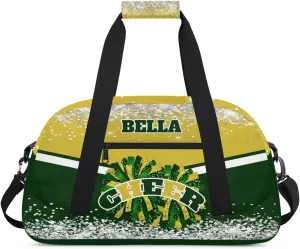 Personalized Cheer Bag Dance Bag for Girl, Custom Gym Bag Sport Duffel Bag, Weekender Bags Travel Duffel Bag Green Gold Glam