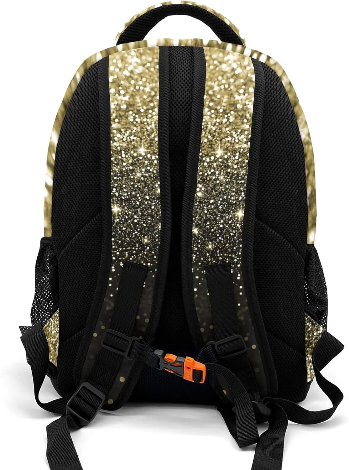 Personalized Cheerleader Backpack Casual Bag Daypack for Women Men Camping Hiking Golden Bling Glitter Print Cheer Simple