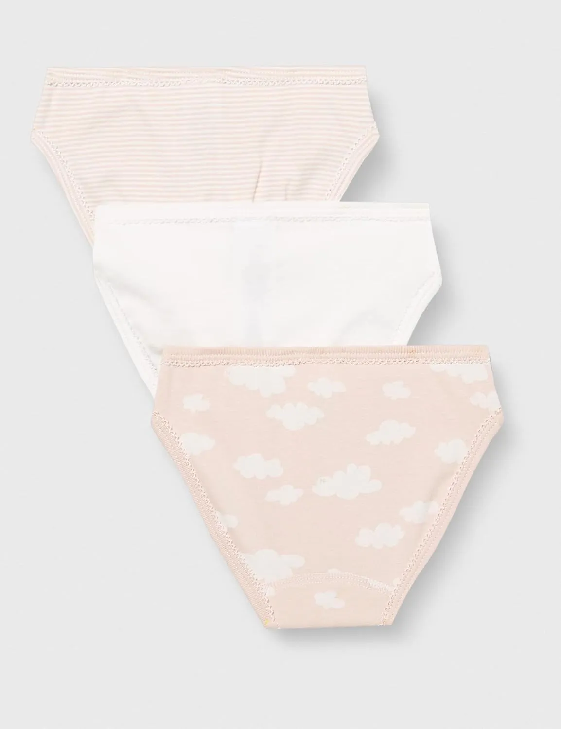 Petit Bateau GIRLS' CLOUD PATTERNED COTTON BRIEFS - 3-PACK SIZES 2-12 YEARS