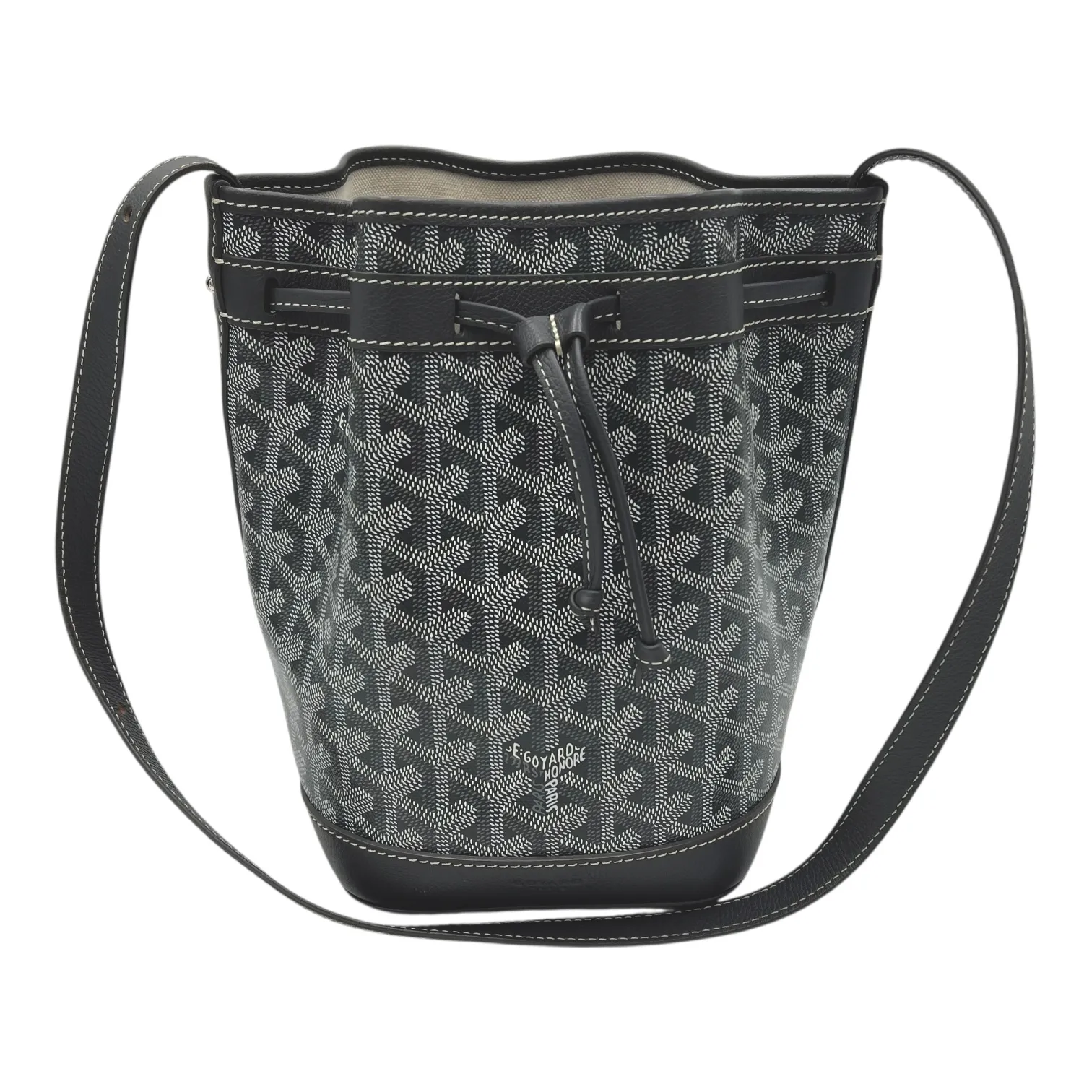 Petit Flot Crossbody Bag Grey in Coated Canvas, Silver hardware