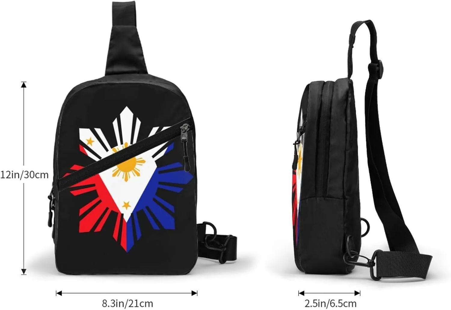 Philippine Sun Flag Packable Crossbody Bag Portable Sling Bags Foldable Travel Daypack Reusable Sports Shoulder Backpack Diagonally Chest Bag for Workout