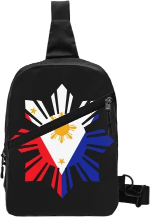 Philippine Sun Flag Packable Crossbody Bag Portable Sling Bags Foldable Travel Daypack Reusable Sports Shoulder Backpack Diagonally Chest Bag for Workout