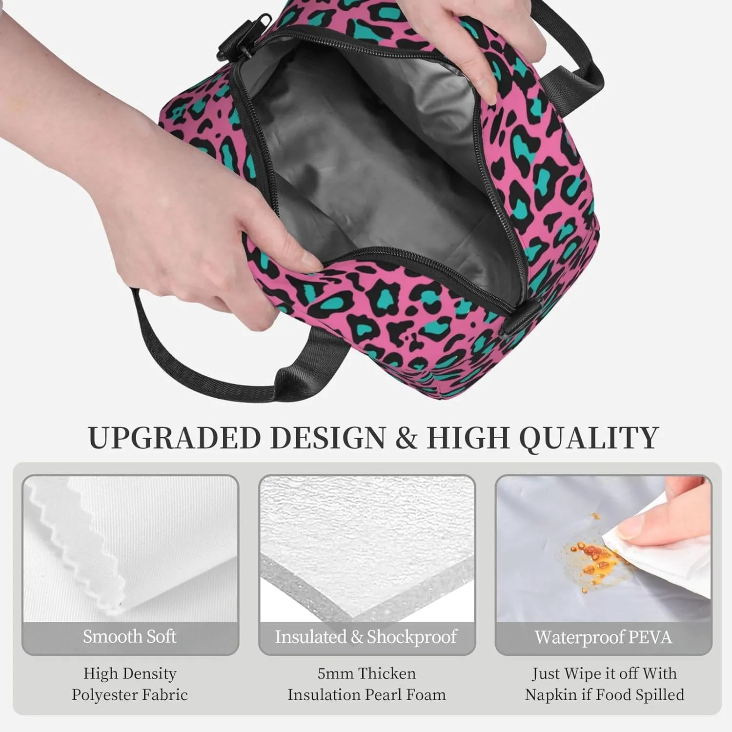 Physics,Large Lunch Bag Insulated Lunch Box,Physics Science Themed,Soft Cooler Cooling Tote for Adult Men Women,Blue White