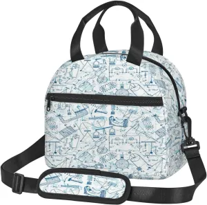 Physics,Large Lunch Bag Insulated Lunch Box,Physics Science Themed,Soft Cooler Cooling Tote for Adult Men Women,Blue White