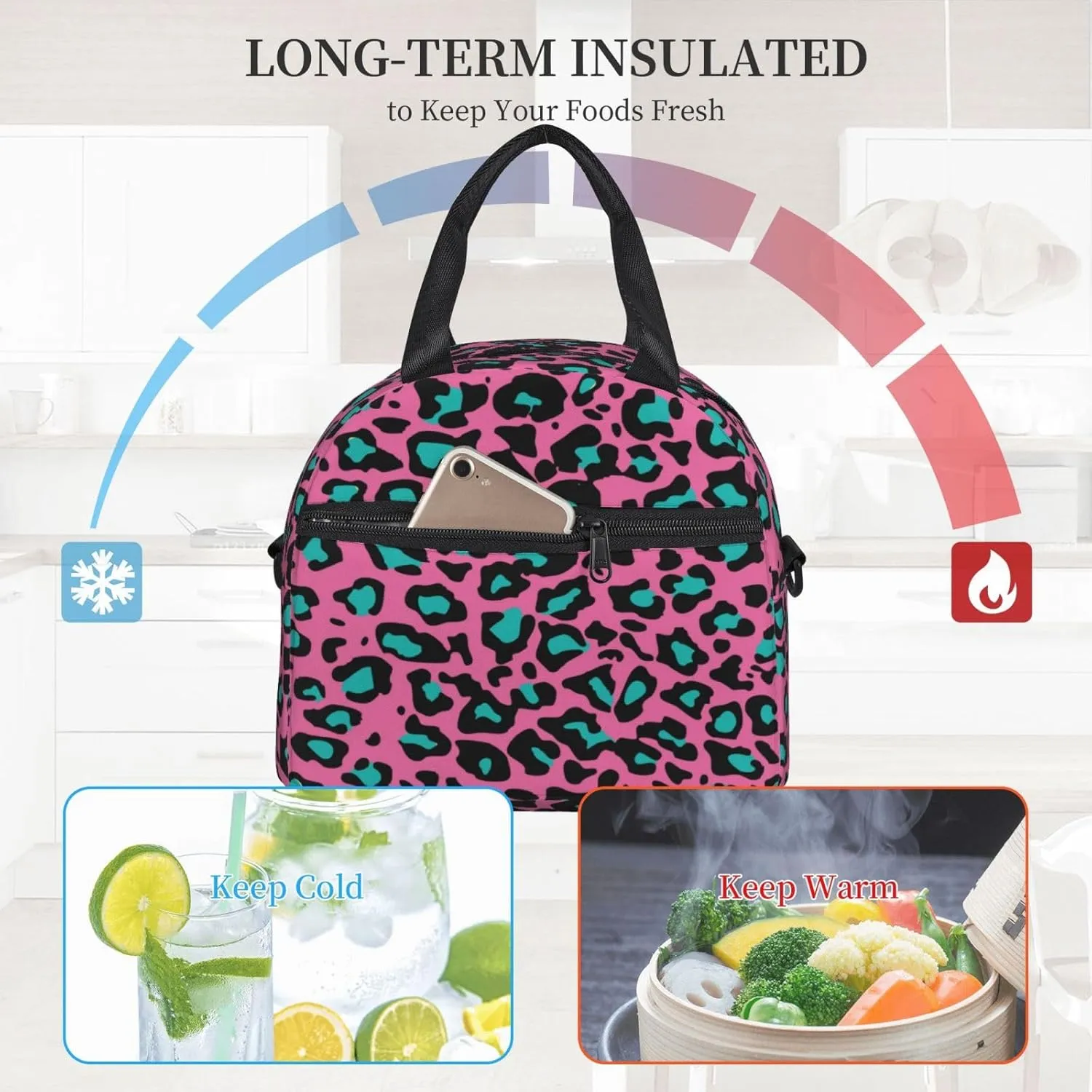 Physics,Large Lunch Bag Insulated Lunch Box,Physics Science Themed,Soft Cooler Cooling Tote for Adult Men Women,Blue White