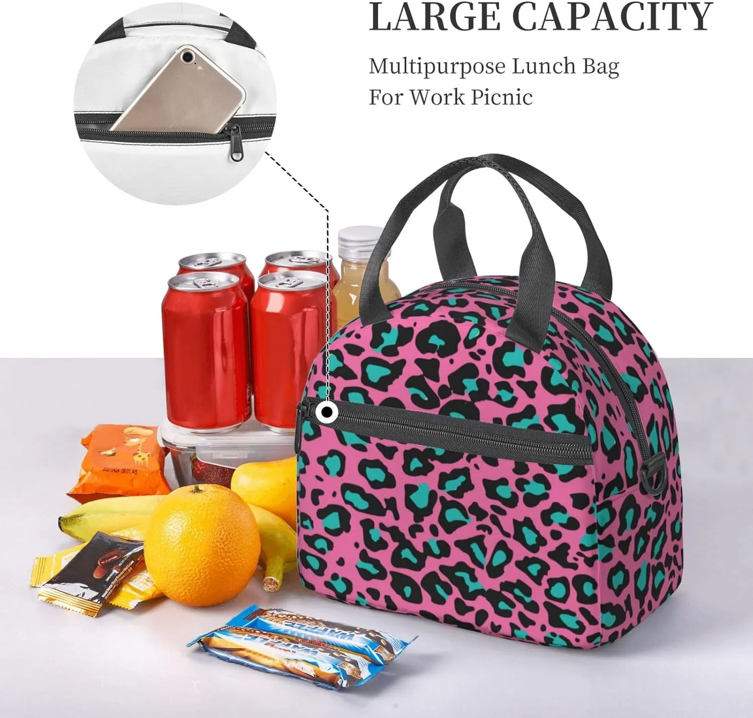 Physics,Large Lunch Bag Insulated Lunch Box,Physics Science Themed,Soft Cooler Cooling Tote for Adult Men Women,Blue White