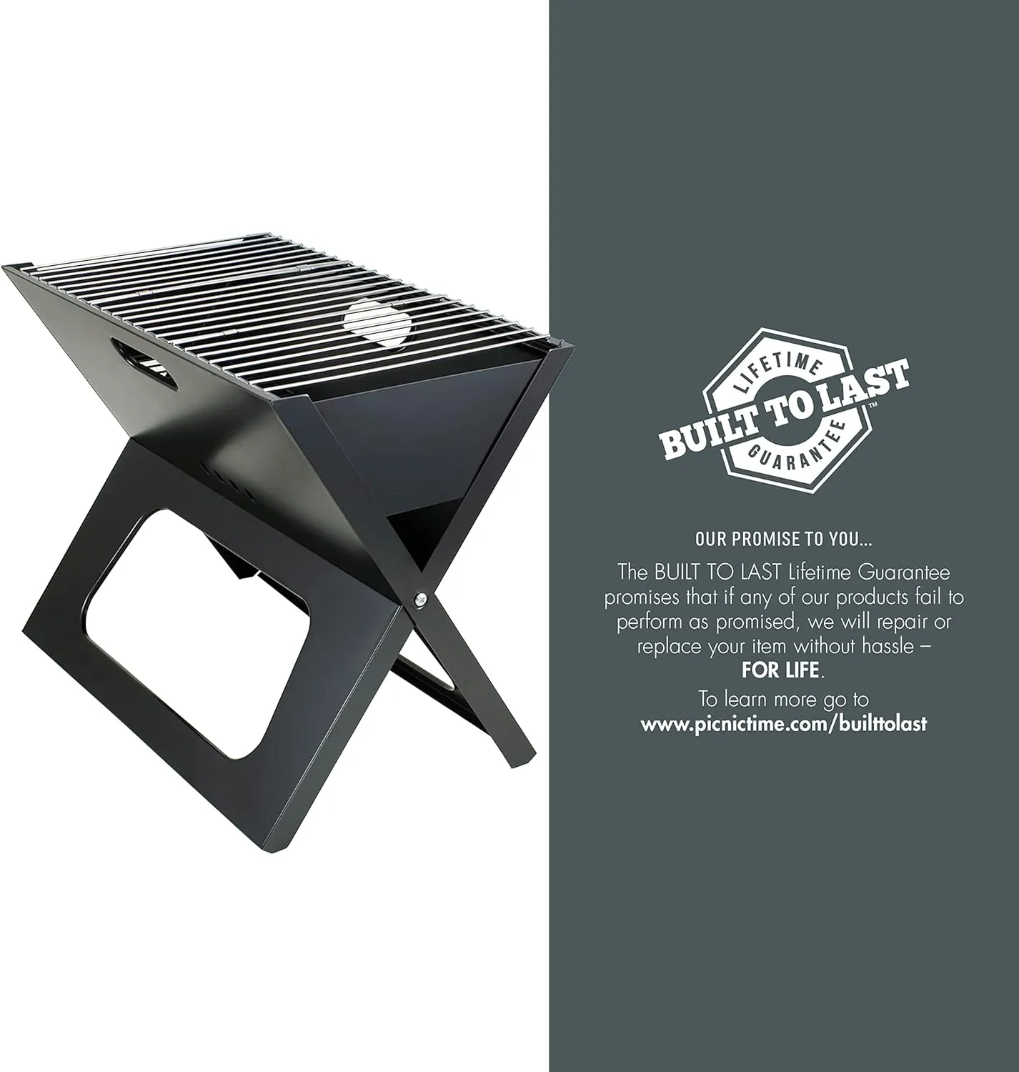 PICNIC TIME NCAA Minnesota Golden Gophers X-Grill Portable Grill, Camping Grill, Small Charcoal Grill for Tailgating, (Black)
