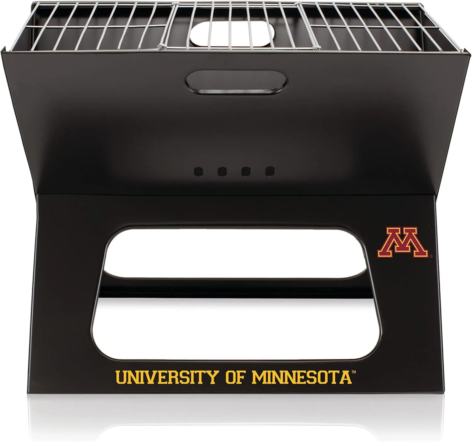 PICNIC TIME NCAA Minnesota Golden Gophers X-Grill Portable Grill, Camping Grill, Small Charcoal Grill for Tailgating, (Black)