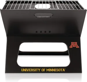 PICNIC TIME NCAA Minnesota Golden Gophers X-Grill Portable Grill, Camping Grill, Small Charcoal Grill for Tailgating, (Black)