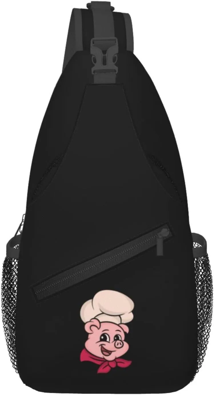 Pig Wearing A Chef's Hat Crossbody Bags For Women Men Chest Backpack Gym Shoulder Bag Travel Outdoor Sports Casual Crossbody Bags