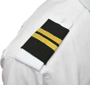 Pilot Epaulets Flight Engineer - Two Bar Gold Metallic on Navy