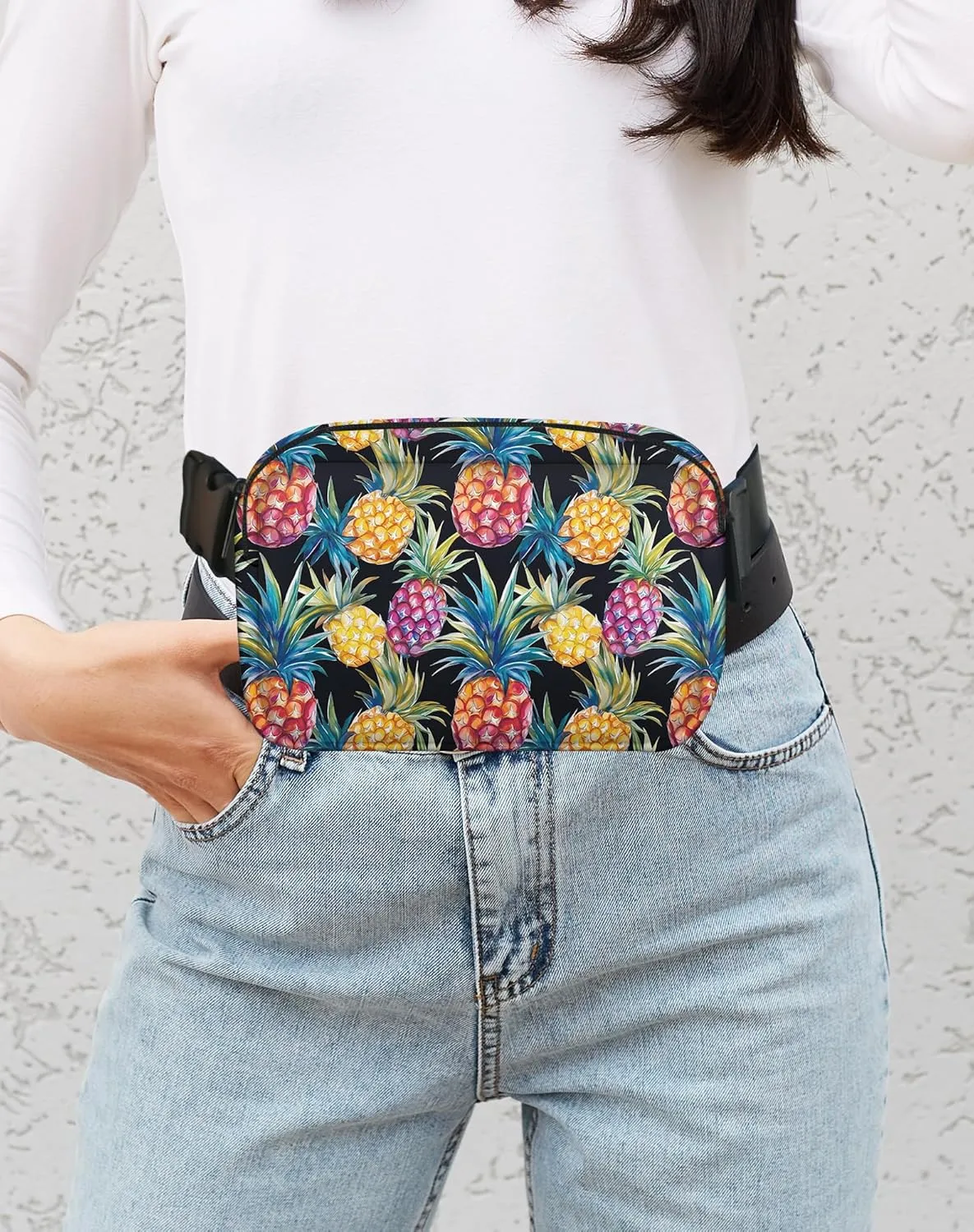 Pineapple Fanny Pack for Women Casual Belt Bag Waterproof Purse Lightweight Waist Bags with Adjustable Straps Wallet Travel Presents Workout