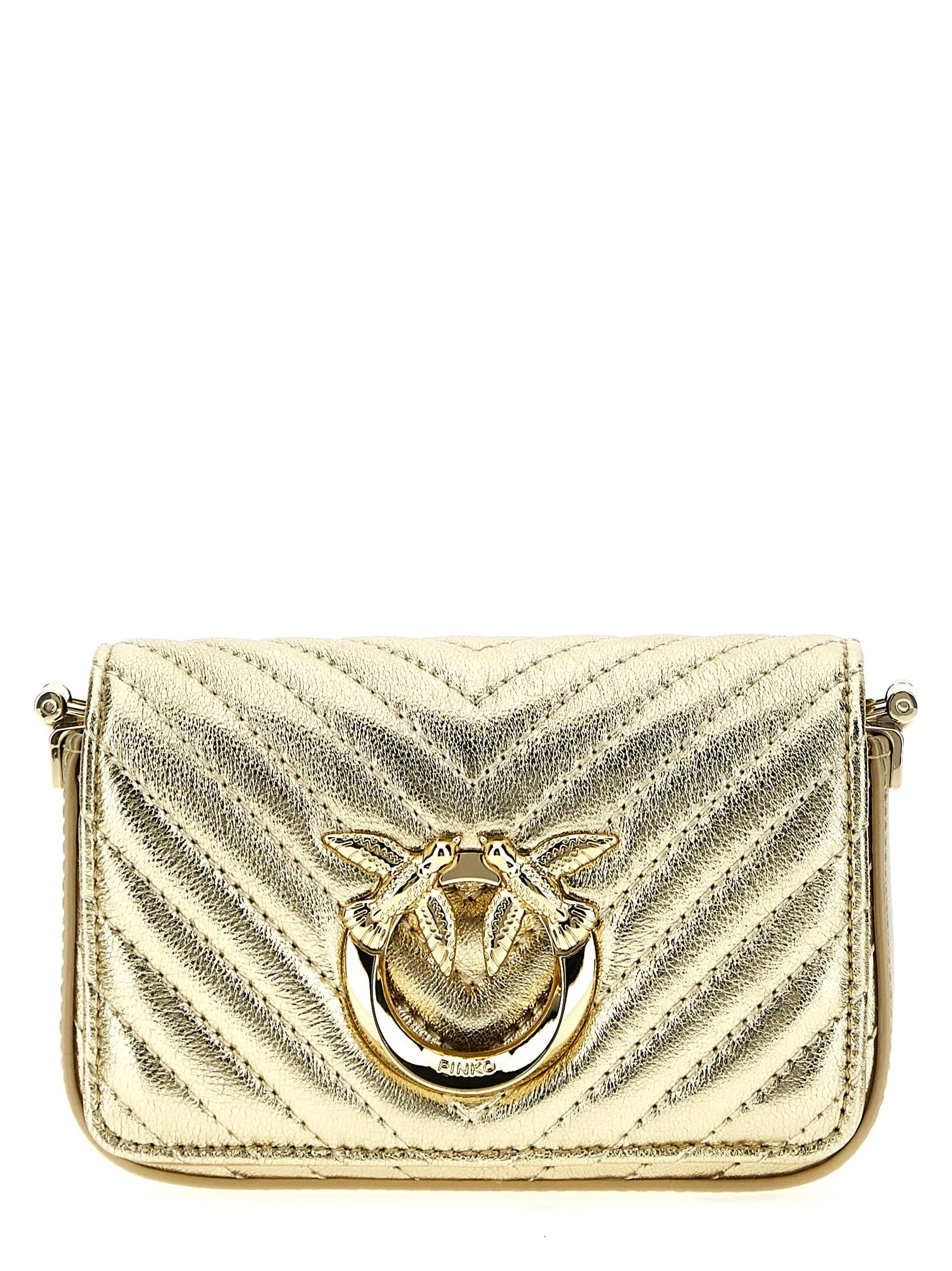 Pinko 'Micro Love Bag Click Metal Chevron' Crossbody Bag