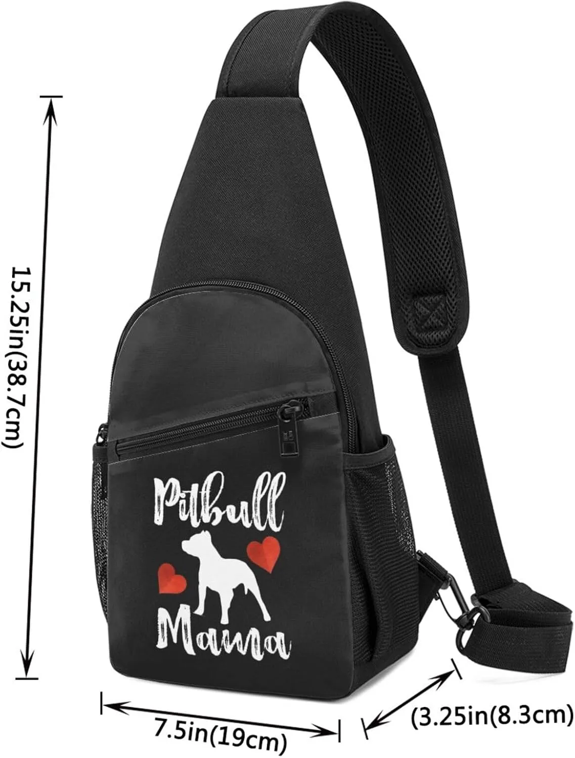 Pitbull Mama Chest Pack Leisure Shoulder Crossbody Chest Bag, Black