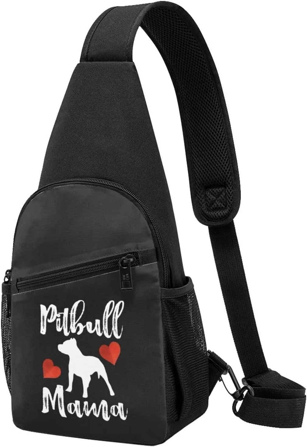 Pitbull Mama Chest Pack Leisure Shoulder Crossbody Chest Bag, Black