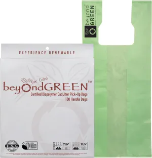 Plant-Based Cat Litter Poop Waste Pick-Up Bags with Handles - 100 Bags - 10 in x 20 in