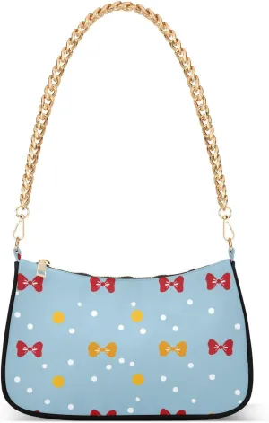Polka Dot and Bow Reddish Yellow chain crossbody travel bags for women with multi pockets handbags for women for traveling