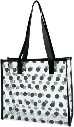 Polka dot Women Waterproof PVC Clear Tote Bags Shoulder Handbag Beach Bag Shopping Work Bag